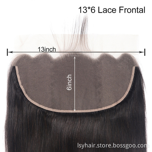 Brazilian Virgin Straight Hair Pre Plucked Long Deep Parting Middle 13x6 Lace Frontal 13 by 6 Size Hair Weave Bundles